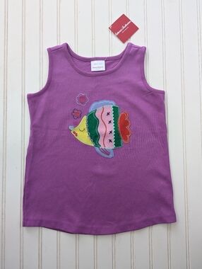Hanna Andersson Purple Tank with Colorful Fish Applique